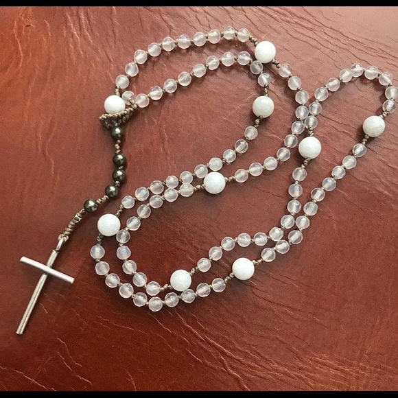 Moonlight🌕ak- White Agate and 🌕Stone Rosary 📿 - Picture 7 of 8